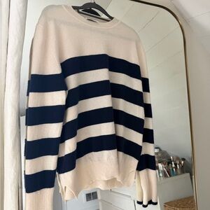 La Ligne Navy and Cream Cashmere Sweater